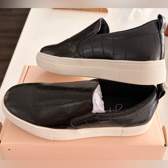 J. Adams Black Croc-Embossed Slip-On Sneakers - Picture 2 of 4